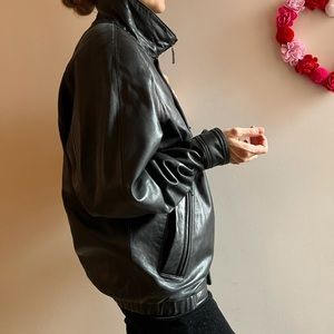 Slouchy Vintage Black Leather 90’s Jacket